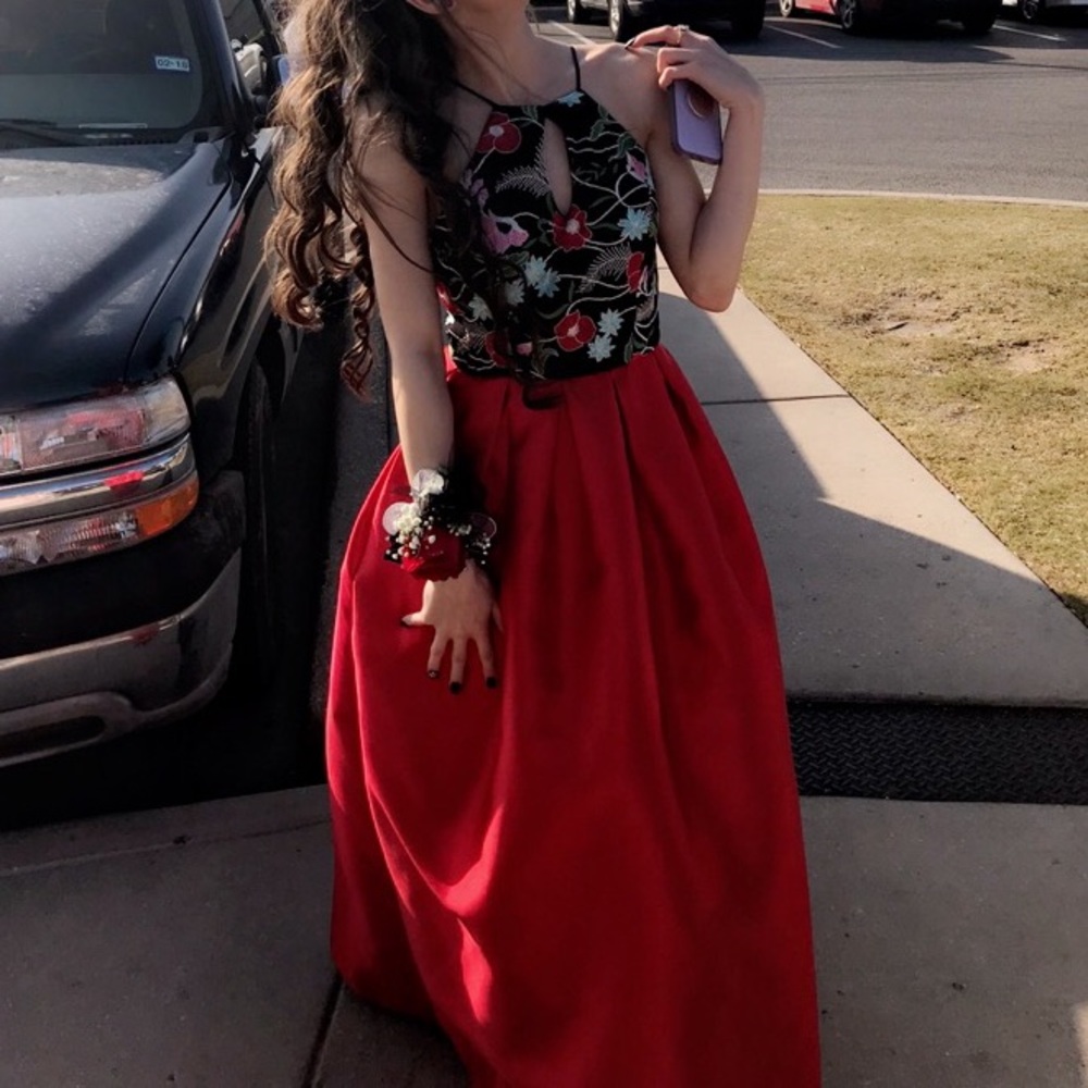 Red Embroidered Prom Dress